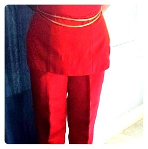 Linda Segal designer pantsuit Red with a double gold rope